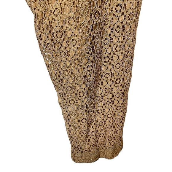 Chicos Womens Lace Overlay Lined Pull On Tapered Leg Tan Beige Pants Ankle 2 / L - Picture 11 of 16